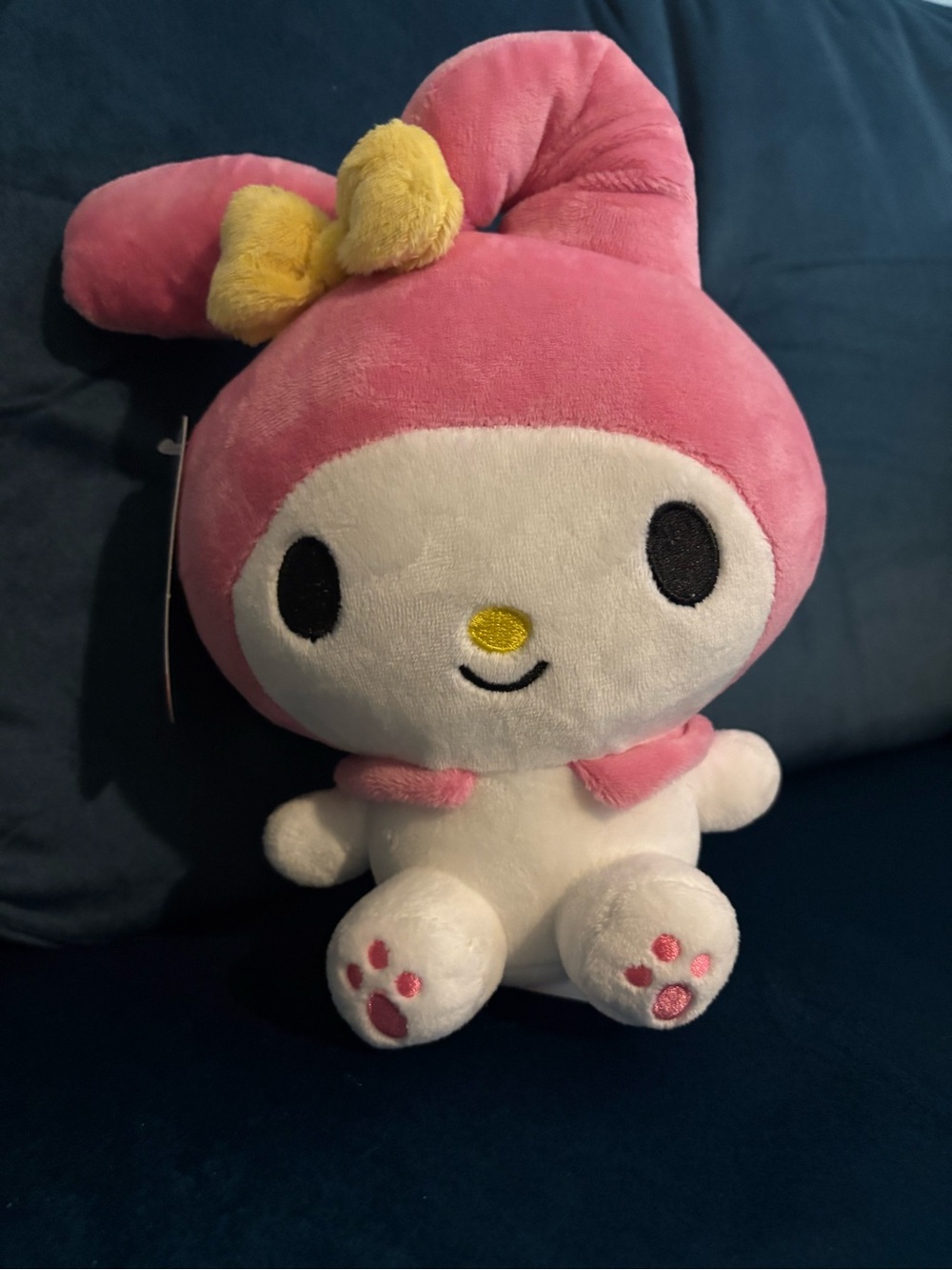 Hello Kitty Pink and White Plush with Yellow Bow